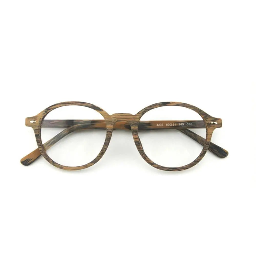 Unisex Round Full Rim Wood Prescription Glasses 4237 — view 5 | Rx Spectacle