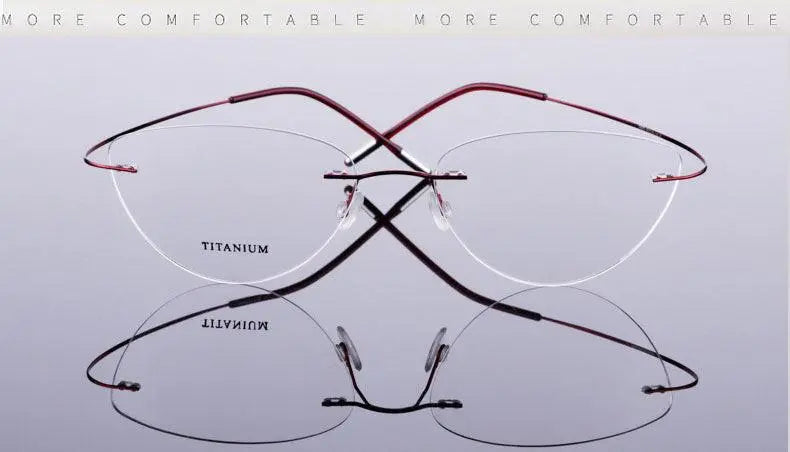 Unisex Cat Eye Rimless Titanium Prescription Glasses 20003 — view 8 | Rx Spectacle