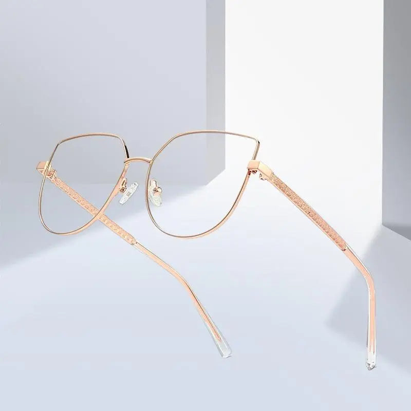Women's Cat Eye Full Rim Alloy Prescription Glasses 3007 — view 8 | Rx Spectacle