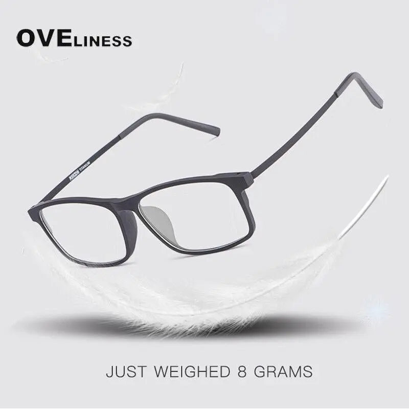 Unisex Square Full Rim Titanium Prescription Glasses Ol20p99 — view 7 | Rx Spectacle