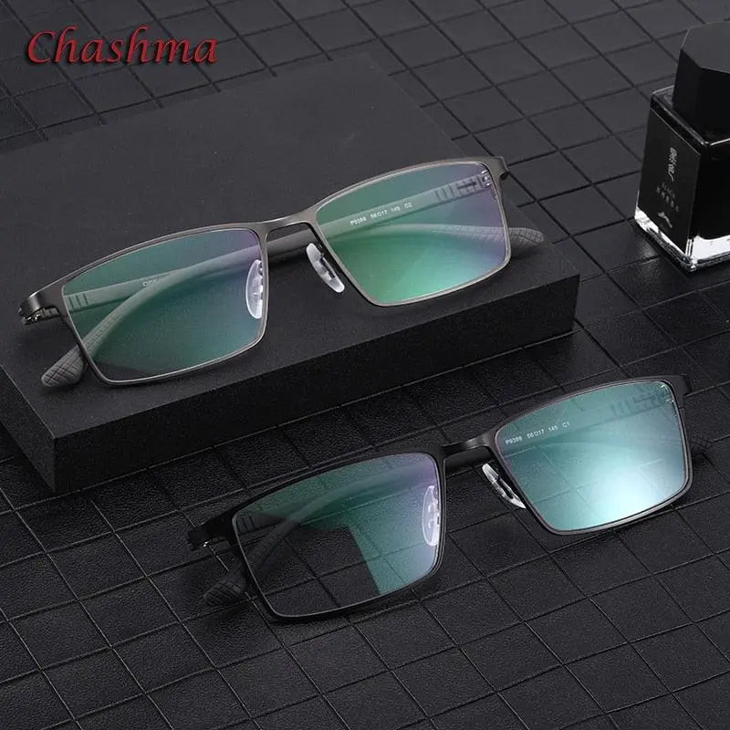 Men's Square Full Rim Alloy Prescription Glasses 9386 — view 7 | Rx Spectacle