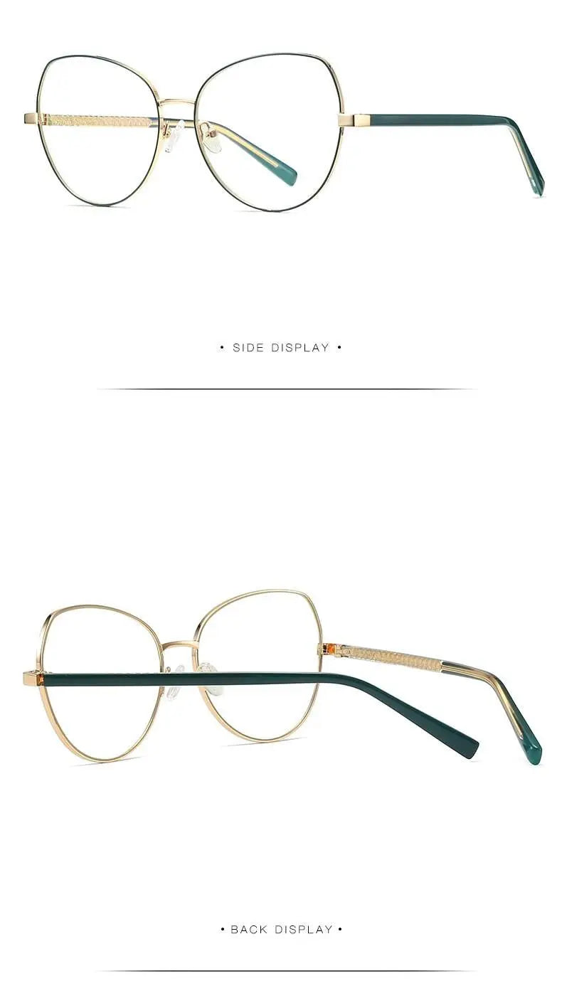 Women's Cat Eye Full Rim Alloy Prescription Glasses 3001 — view 28 | Rx Spectacle