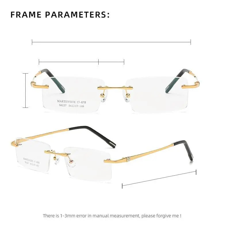 Unisex Rimless Titanium Prescription Glasses 58127 — view 4 | Rx Spectacle