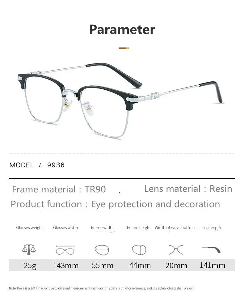 Unisex Square Full Rim Titanium Prescription Glasses 7509 — view 11 | Rx Spectacle