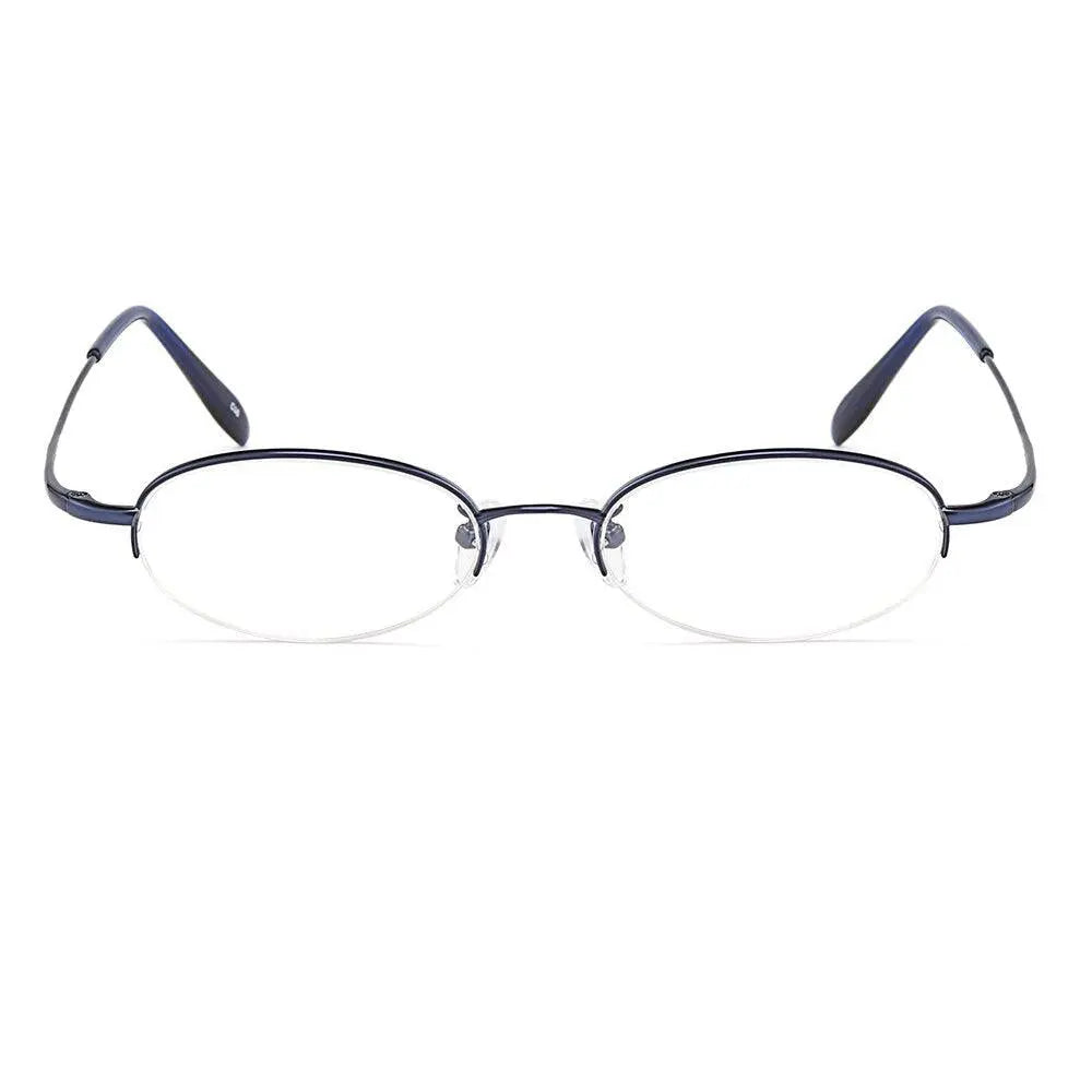 Women's Oval Semi-Rimless Titanium Prescription Glasses W8005 — view 2 | Rx Spectacle