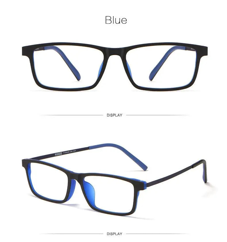 Unisex Rectangular Full Rim Titanium Prescription Glasses 8836x — view 12 | Rx Spectacle