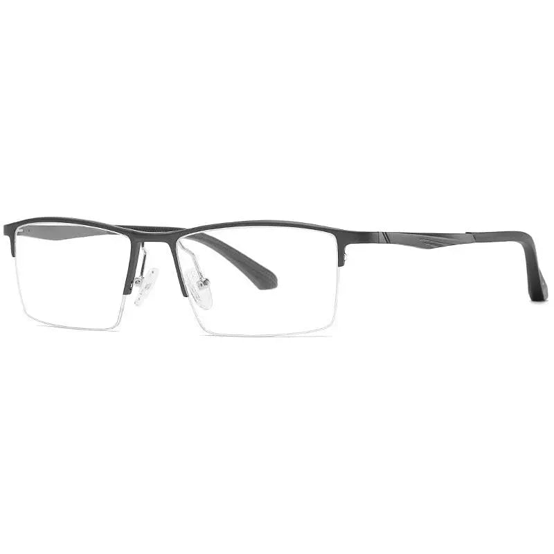 Men's Square Semi-Rimless Aluminum Prescription Glasses B2037 — view 9 | Rx Spectacle
