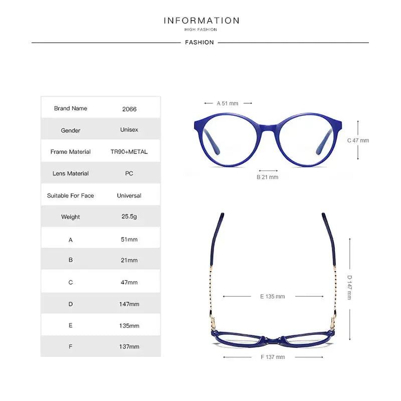 Women's Round Full Rim TR90 Prescription Glasses 942066 — view 2 | Rx Spectacle