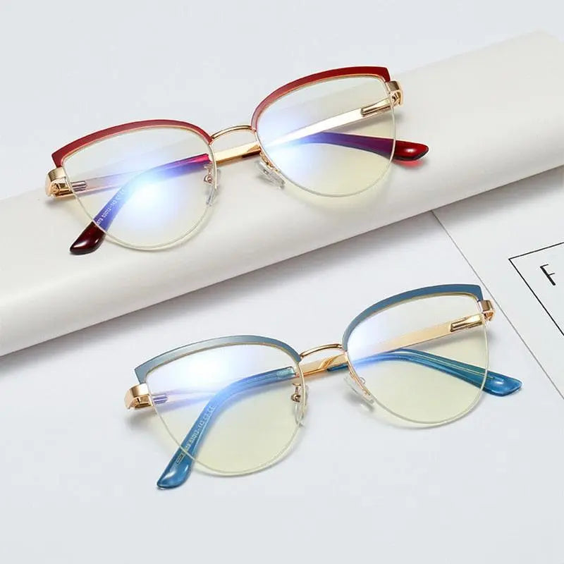Women's Cat Eye Full Rim Alloy Prescription Glasses 95679 — view 11 | Rx Spectacle