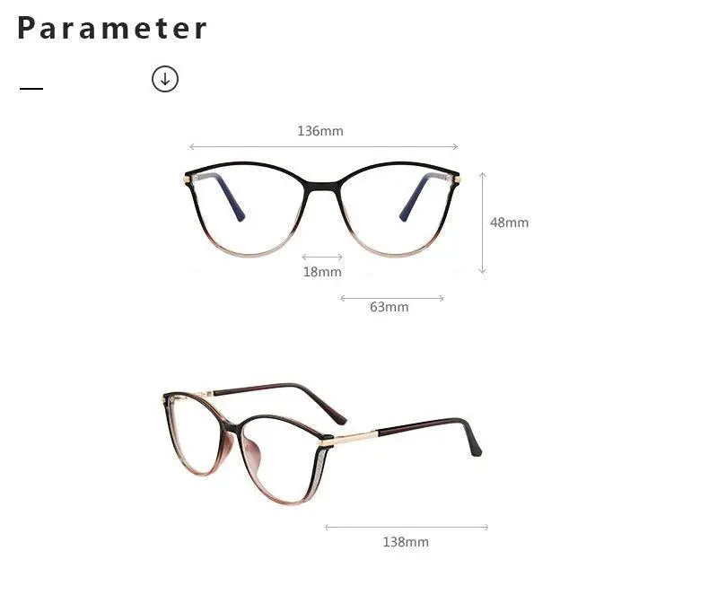 Women's Cat Eye Full Rim TR90 Prescription Glasses 7041 — view 13 | Rx Spectacle