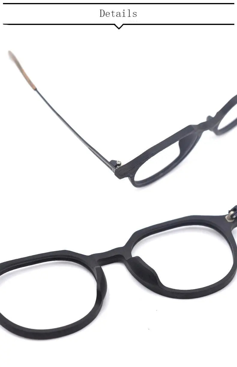 Unisex Round Full Rim Wood Prescription Glasses Ft8861 — view 10 | Rx Spectacle