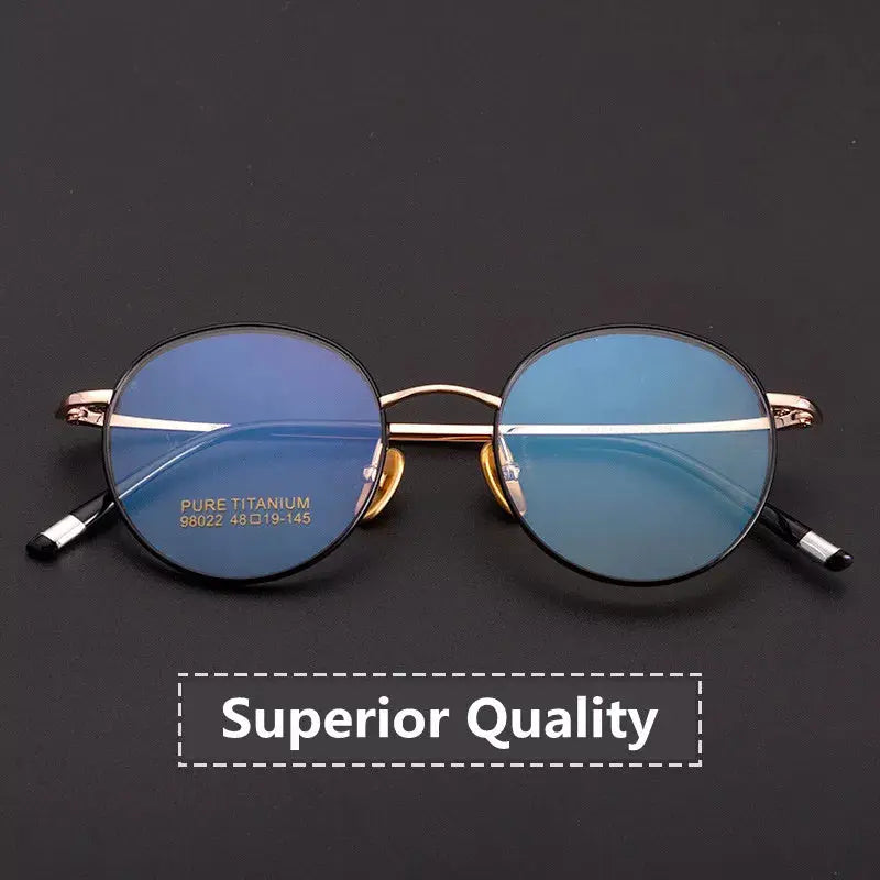 Unisex Round Full Rim Titanium Prescription Glasses 98022 — view 2 | Rx Spectacle