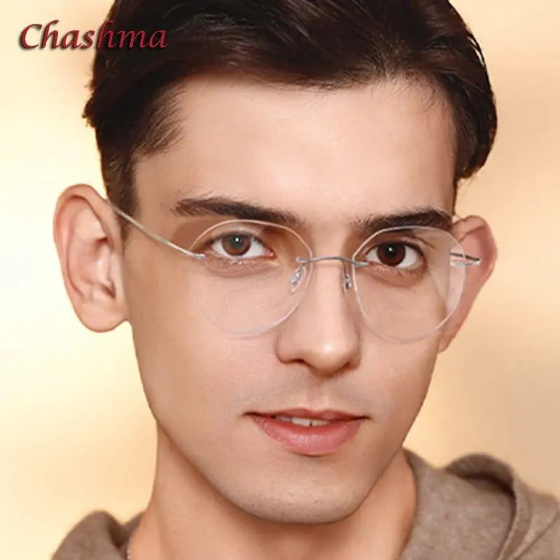 Unisex Round Rimless Titanium Prescription Glasses 8151 — view 4 | Rx Spectacle