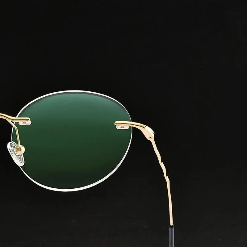 Unisex Round Rimless Titanium Prescription Glasses S7057 — view 2 | Rx Spectacle