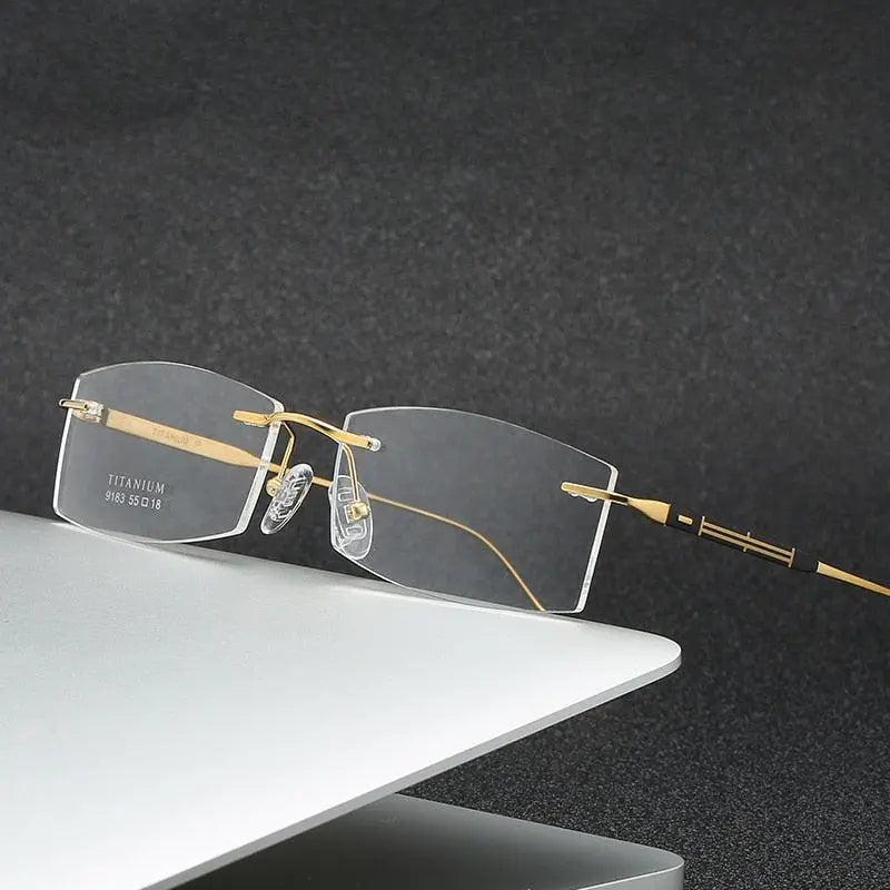 Unisex Rimless Titanium Prescription Glasses 9183 — view 3 | Rx Spectacle