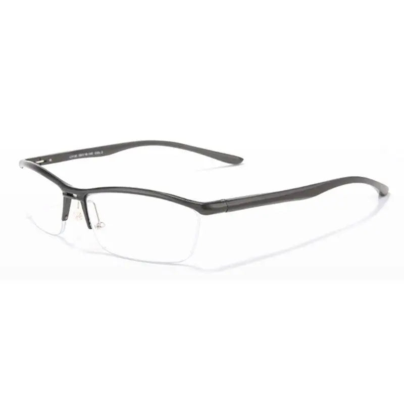 Unisex Rectangular Semi-Rimless Titanium Prescription Glasses Lv130 — view 4 | Rx Spectacle