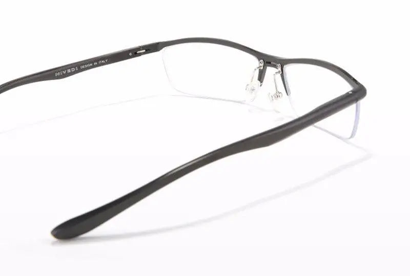 Unisex Rectangular Semi-Rimless Titanium Prescription Glasses Lv130 — view 11 | Rx Spectacle