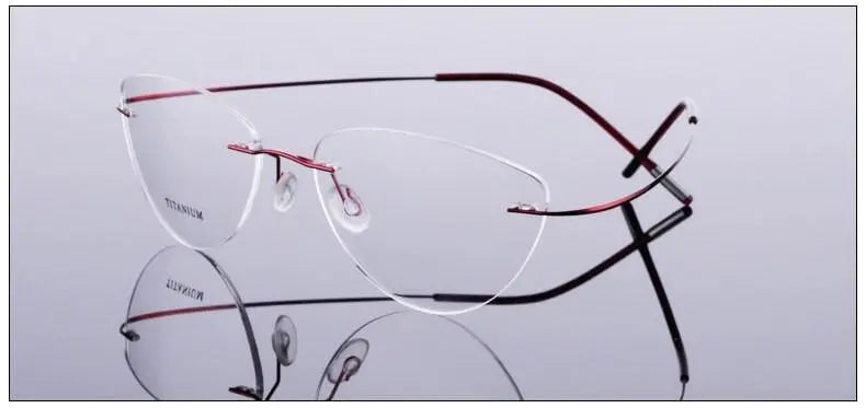 Unisex Cat Eye Rimless Titanium Prescription Glasses 20003 — view 9 | Rx Spectacle