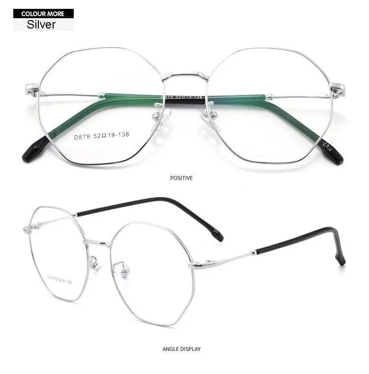 Unisex Polygon Full Rim Alloy Prescription Glasses D879 — view 15 | Rx Spectacle
