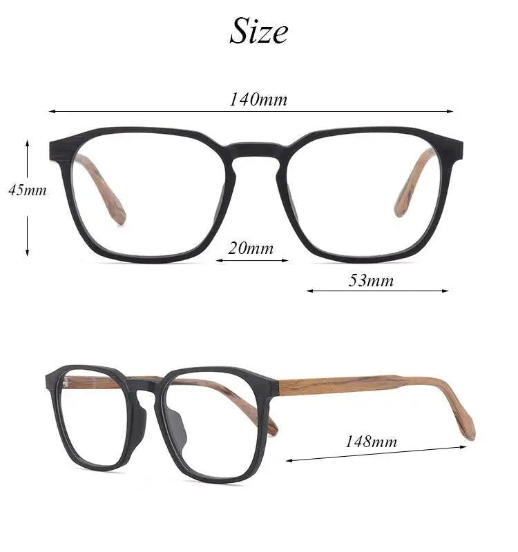 Men's Square Full Rim Wood Oversized Prescription Glasses 1692 — view 12 | Rx Spectacle