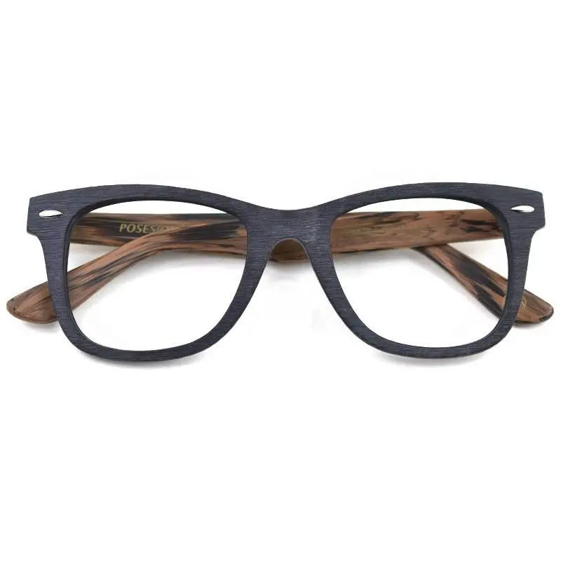 Men's Round Full Rim Wood Prescription Glasses Ps6099 — view 3 | Rx Spectacle