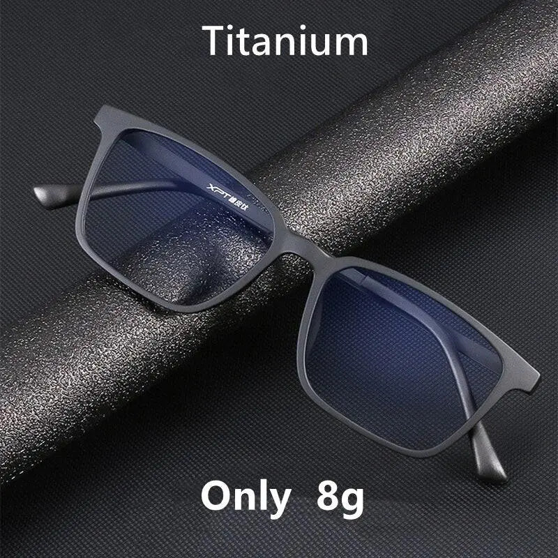 Men's Square Full Rim Titanium Prescription Glasses 9822 — view 7 | Rx Spectacle