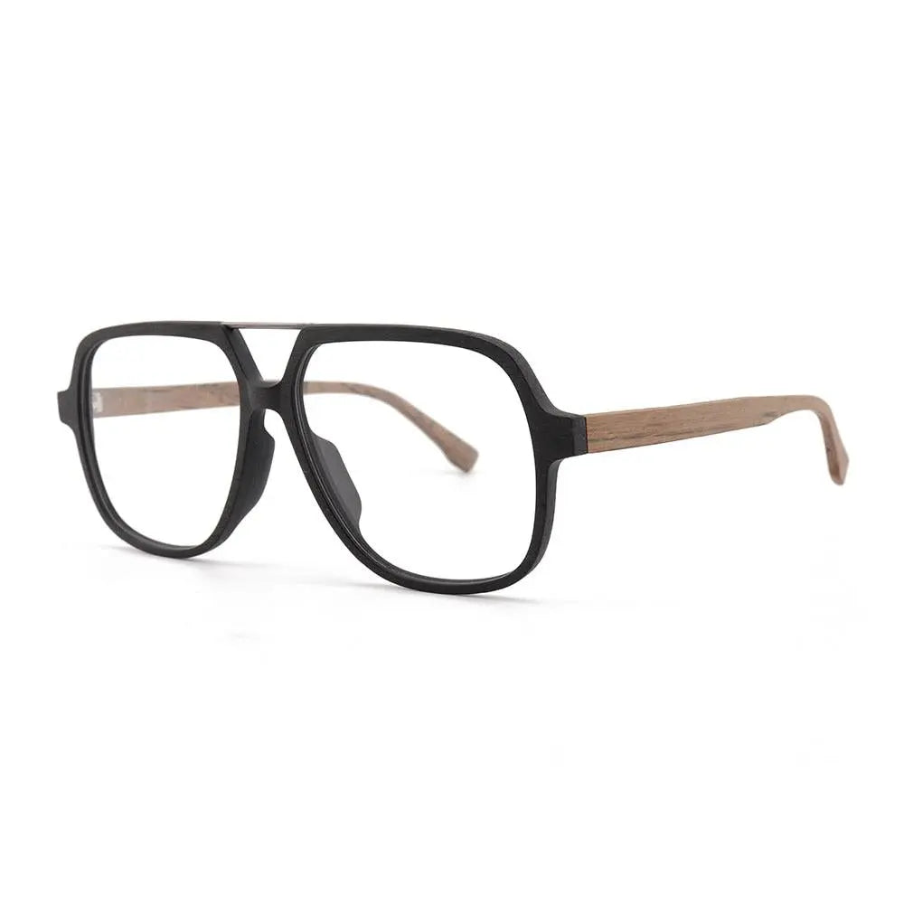 Unisex Polygon Full Rim Wood Double Bridge Prescription Glasses 6018 — view 8 | Rx Spectacle