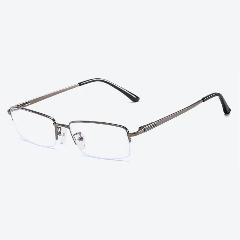 Unisex Rectangular Semi-Rimless Alloy Prescription Glasses — view 7 | Rx Spectacle