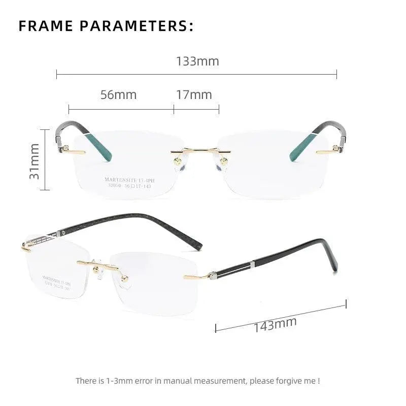 Men's Square Rimless Prescription Glasses 52050 — view 3 | Rx Spectacle