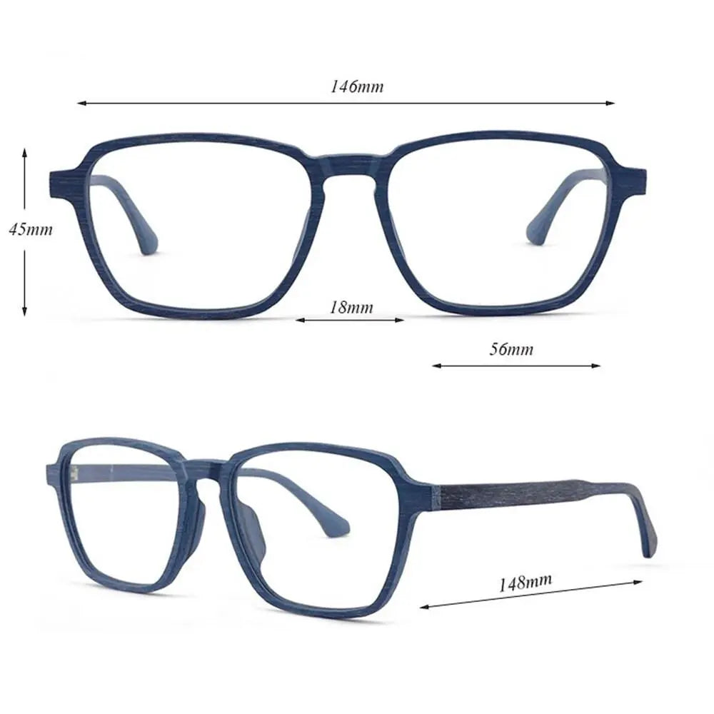 Men's Polygon Full Rim Wood Oversized Prescription Glasses 1694 — view 7 | Rx Spectacle