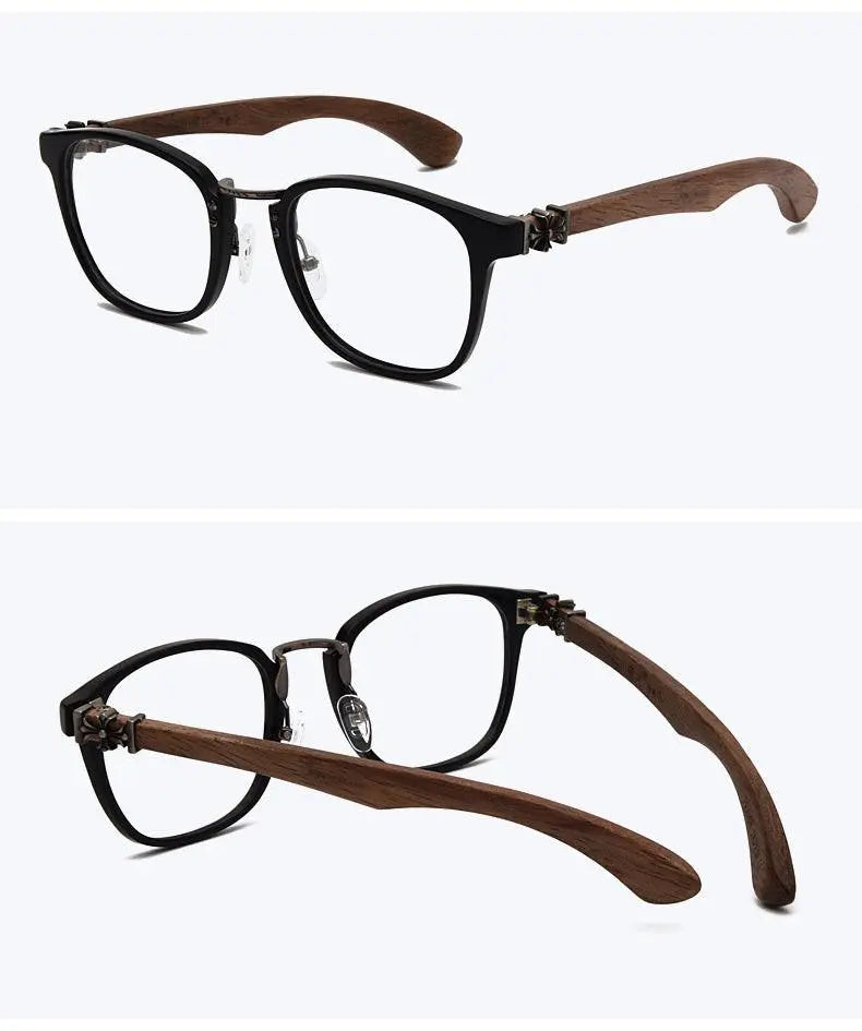 Unisex Round Full Rim Wood Prescription Glasses 7473d — view 13 | Rx Spectacle