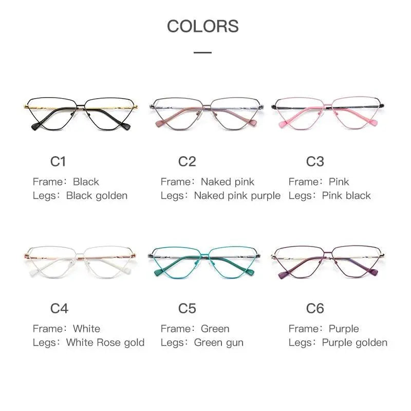 Women's Cat Eye Full Rim Alloy Prescription Glasses 3023 — view 9 | Rx Spectacle