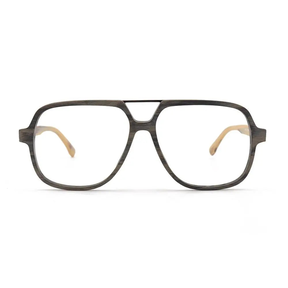 Unisex Polygon Full Rim Wood Double Bridge Prescription Glasses 6018 — view 2 | Rx Spectacle
