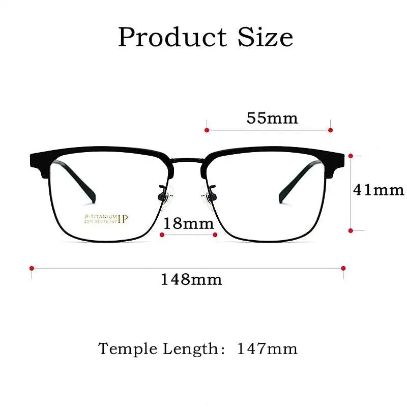 Men's Square Full Rim Titanium Prescription Glasses 2311YJ — view 2 | Rx Spectacle