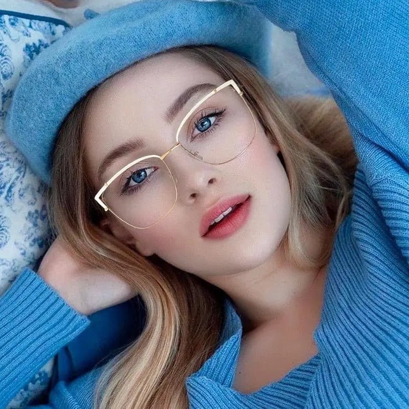 Women's Cat Eye Full Rim Alloy Prescription Glasses 95731 — view 1 | Rx Spectacle