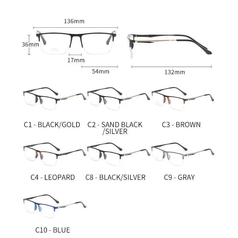 Unisex Square Semi-Rimless Alloy Prescription Glasses 8725 — view 10 | Rx Spectacle