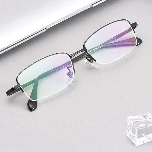 Men's Rectangular Semi-Rimless Titanium Prescription Glasses 9071 — view 1 | Rx Spectacle