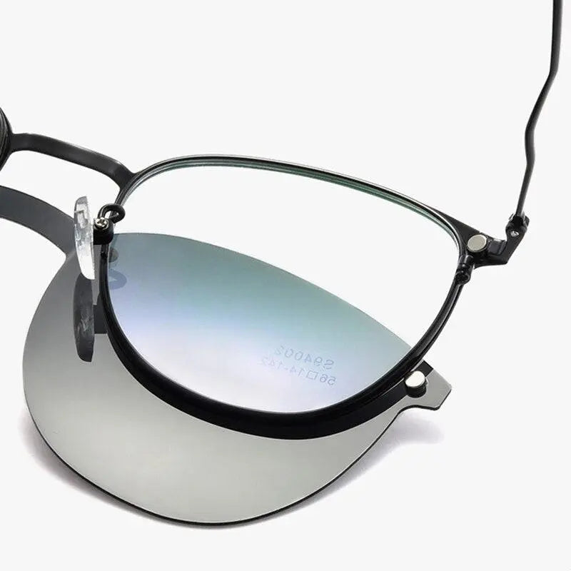 Unisex Oval Full Rim Titanium Clip-On Prescription Glasses S94002 — view 4 | Rx Spectacle