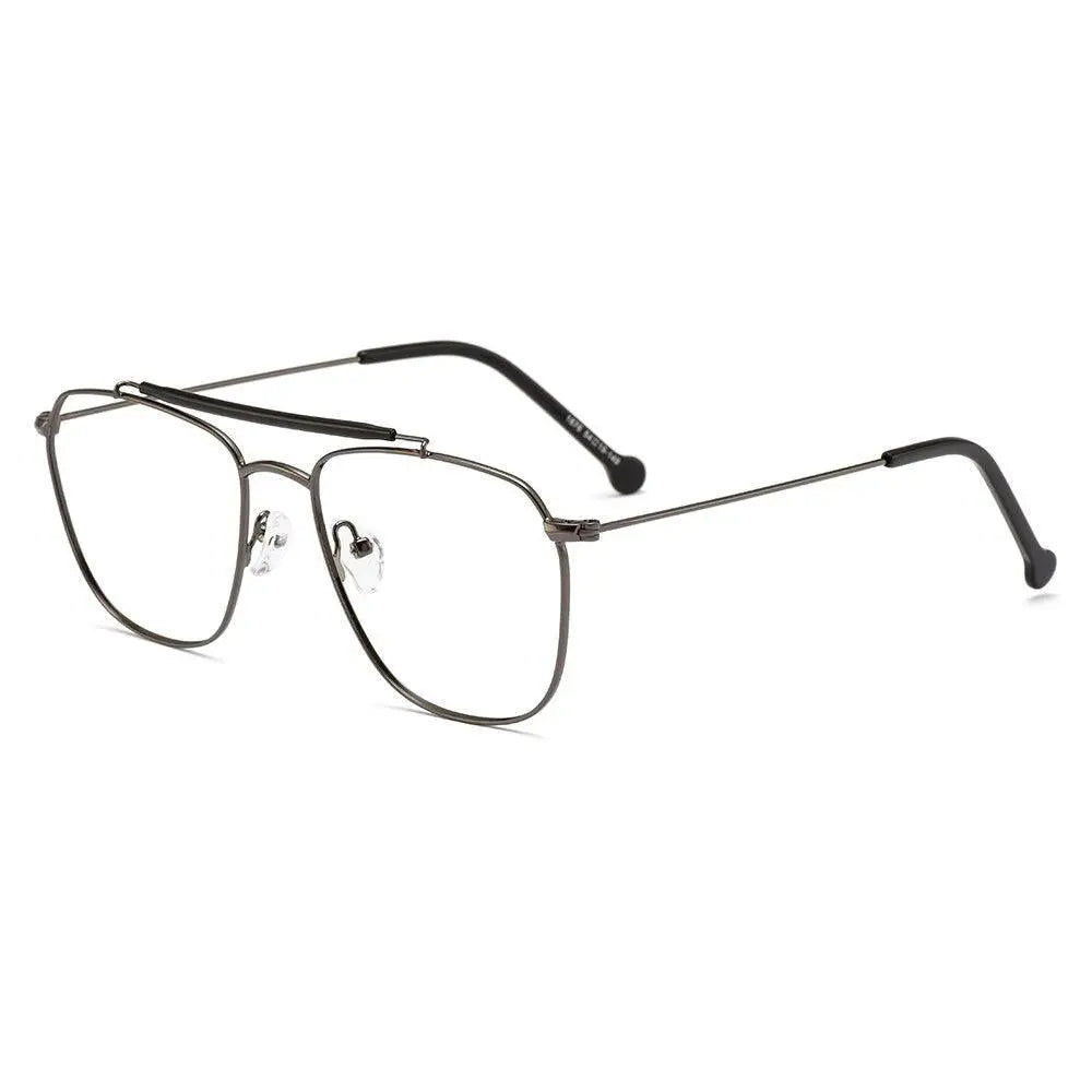 Men's Square Full Rim Alloy Double Bridge Prescription Glasses M1876 — view 4 | Rx Spectacle