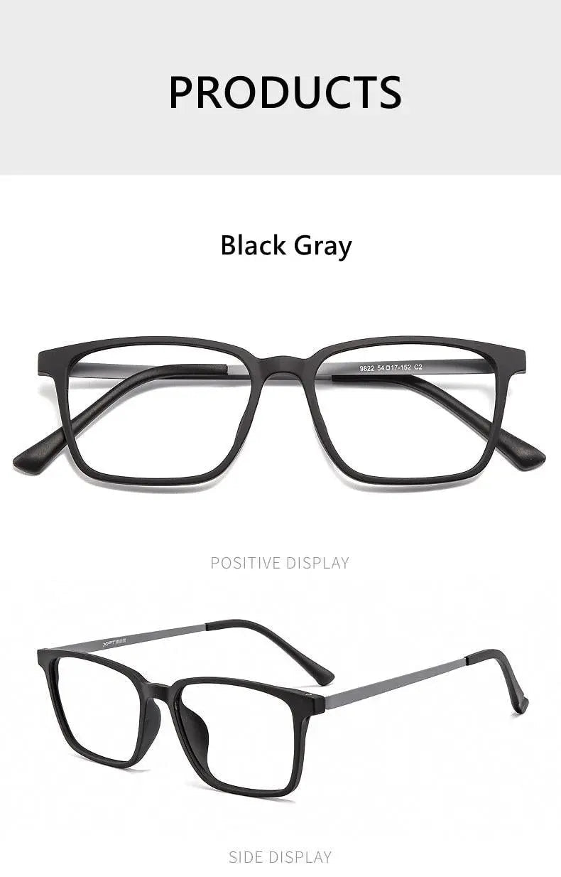 Men's Square Full Rim Titanium Prescription Glasses 9822 — view 13 | Rx Spectacle