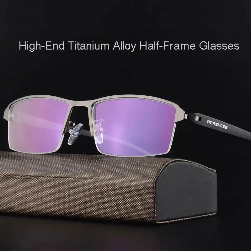 Men's Square Semi-Rimless Alloy Prescription Glasses P9031 — view 5 | Rx Spectacle