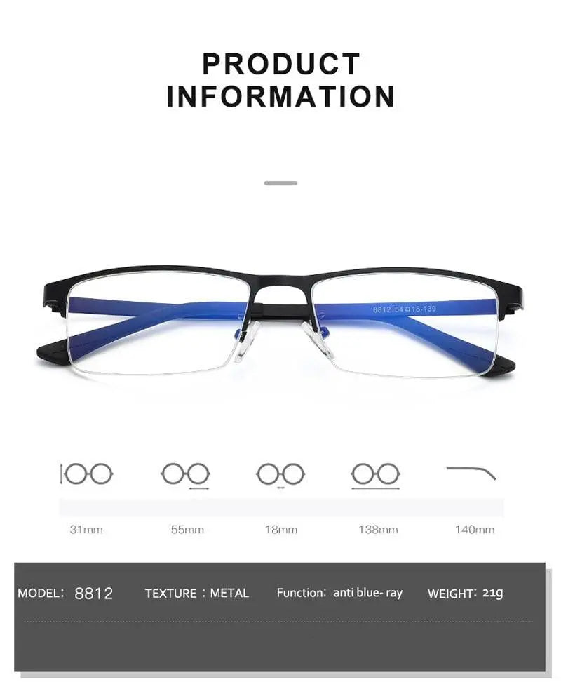 Unisex Square Semi-Rimless Alloy Prescription Glasses 88121 — view 10 | Rx Spectacle