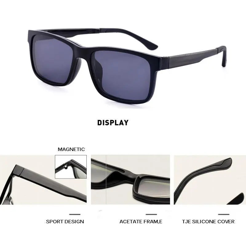 Unisex Square Full Rim Titanium Clip-On Prescription Glasses 1641 — view 26 | Rx Spectacle