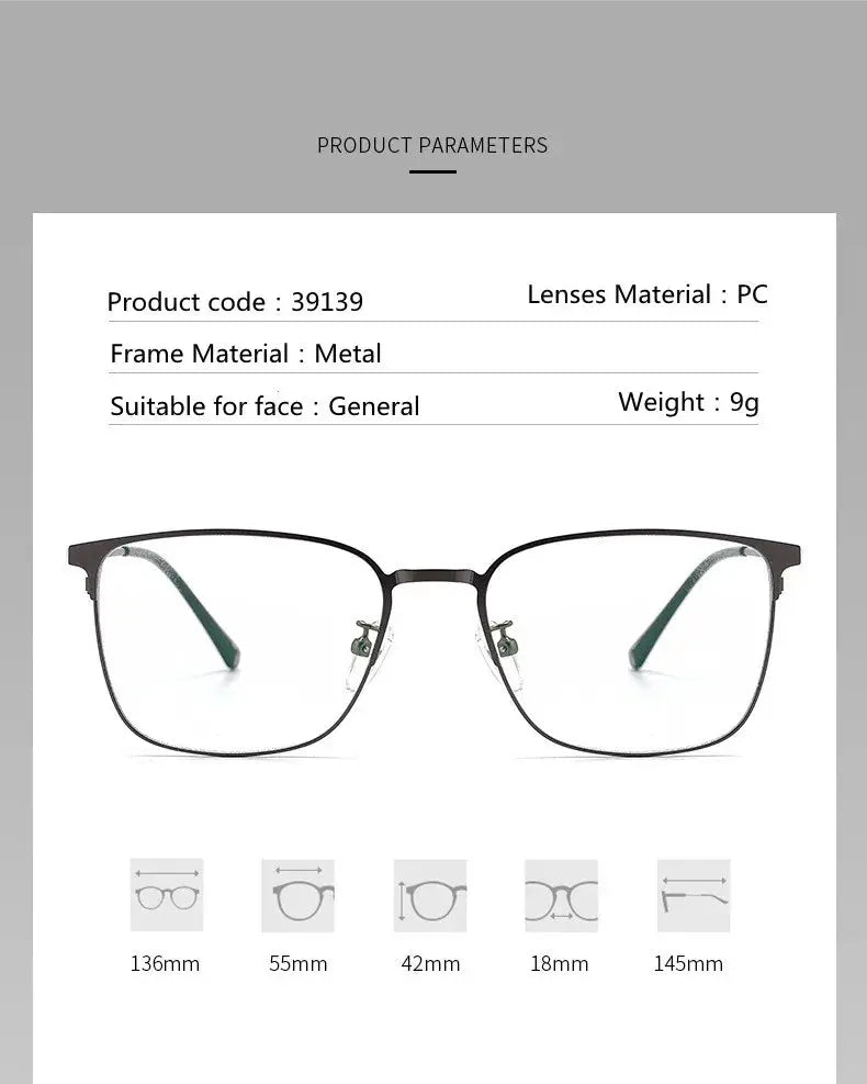 Unisex Rectangular Full Rim Alloy Prescription Glasses 39139 — view 9 | Rx Spectacle