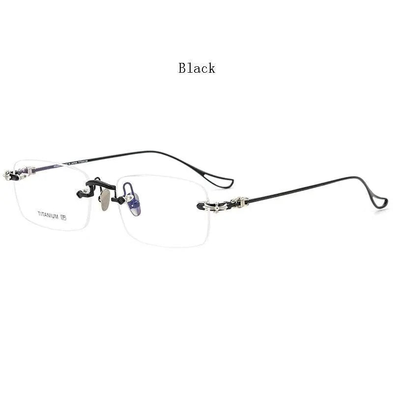 Men's Rectangular Rimless Titanium Prescription Glasses 8808 — view 4 | Rx Spectacle