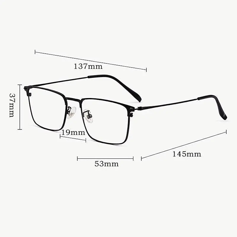Men's Square Full Rim Titanium Prescription Glasses Y0606 — view 4 | Rx Spectacle
