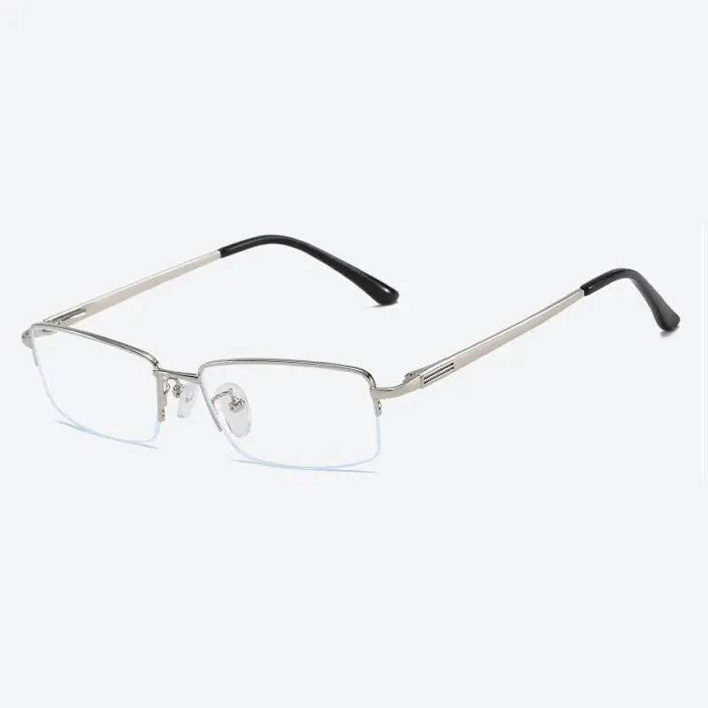 Unisex Rectangular Semi-Rimless Alloy Prescription Glasses — view 3 | Rx Spectacle