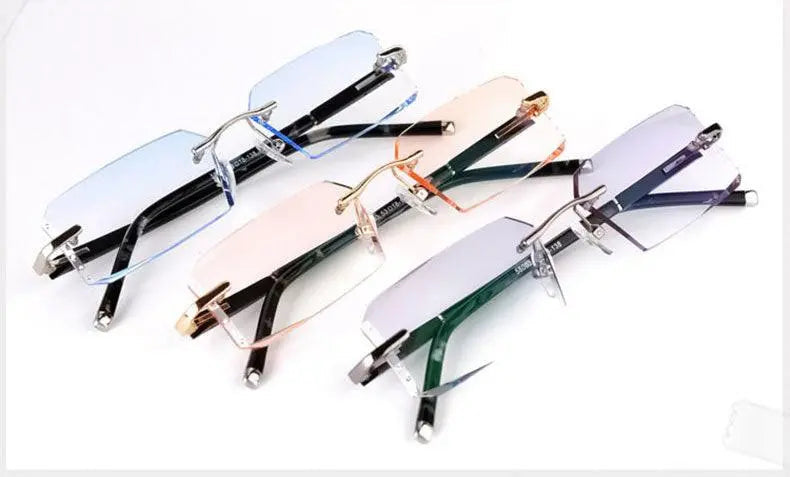 Men's Square Rimless Alloy Prescription Glasses R58003 — view 10 | Rx Spectacle