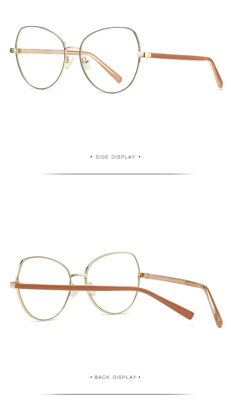 Women's Cat Eye Full Rim Alloy Prescription Glasses 3001 — view 24 | Rx Spectacle