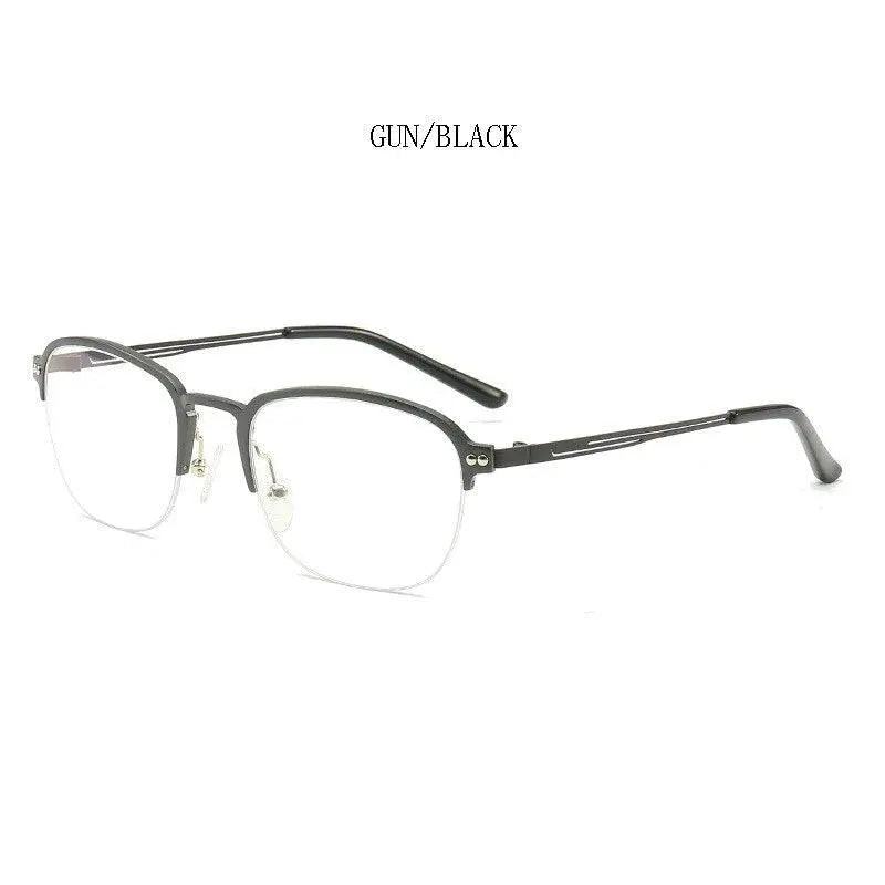 Unisex Square Semi-Rimless Titanium Prescription Glasses 6097 — view 8 | Rx Spectacle